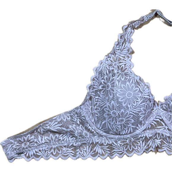 Victoria’s Secret PINK Beige Floral Lace Bralette 36B Push-Up Romantic Lingerie - Picture 3 of 14